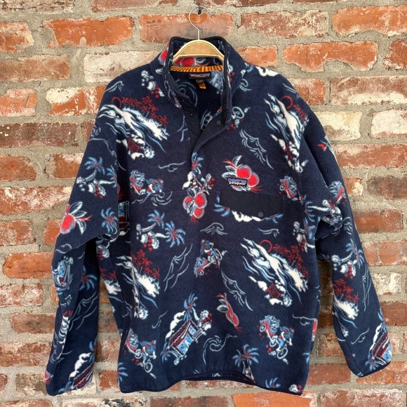 Patagonia Synchilla Snap-T Fleece Pullover Aloha Rickshaw Print‎ Size Large - Picture 1 of 7